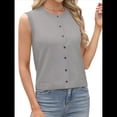 thumbnail image 2 of Chaleco Tipo Suéter para Mujer, -Verano 2025, Informal, Ligero, de Punto, Sin Mangas, con Botones, Ropa de Moda. Gris L, 2 of 7