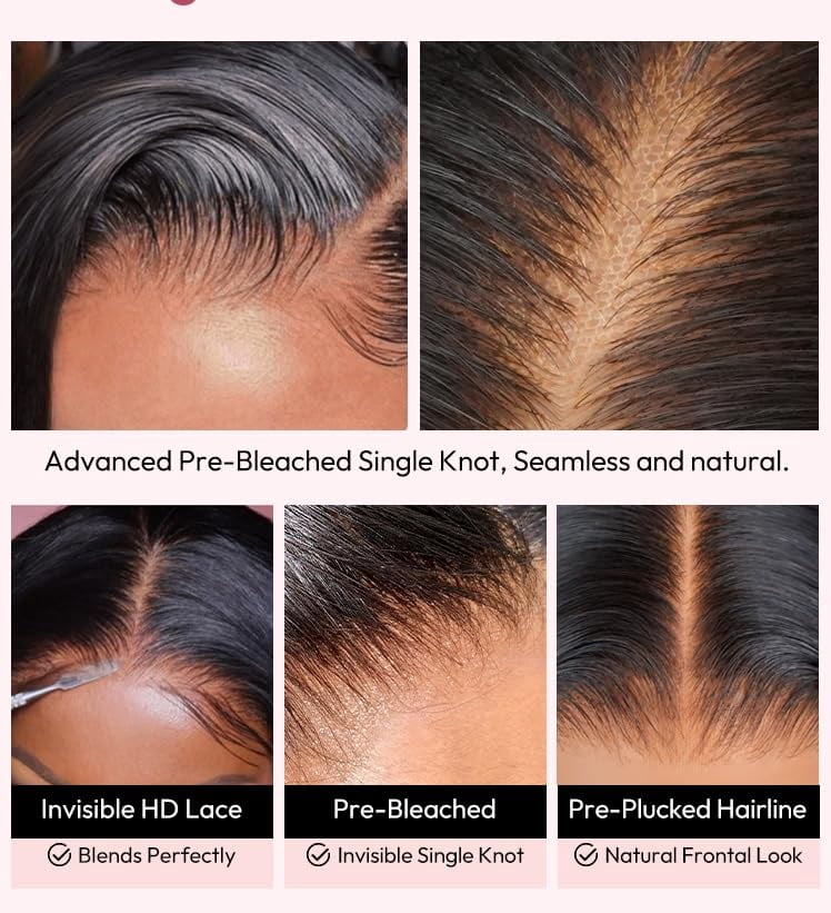 4x4 Lace Front Wigs Human Hair Straight Bob  Human Hair Wigs Natural Black Color Brazilian Virgin Real Human Hair Wigs Extensions