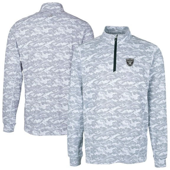 Men's Cutter & Buck Charcoal Las Vegas Raiders Big & Tall Traverse Eco Camo Tri-Blend DryTec Quarter-Zip Jacket