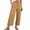 Khaki, variant on Kelon Women's Casual Pants, Women Linen Cropped Pants Summer Elastic High Waisted Linen Capri Pants Casual Loose Cropped Pant with Pockets, S