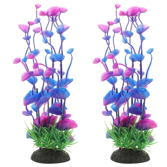 BRIGHTFUFU 2 piezas de decoración de plástico para peceras, plantas artificiales, decoraciones para peceras pequeñas, accesorios para peceras Betta
