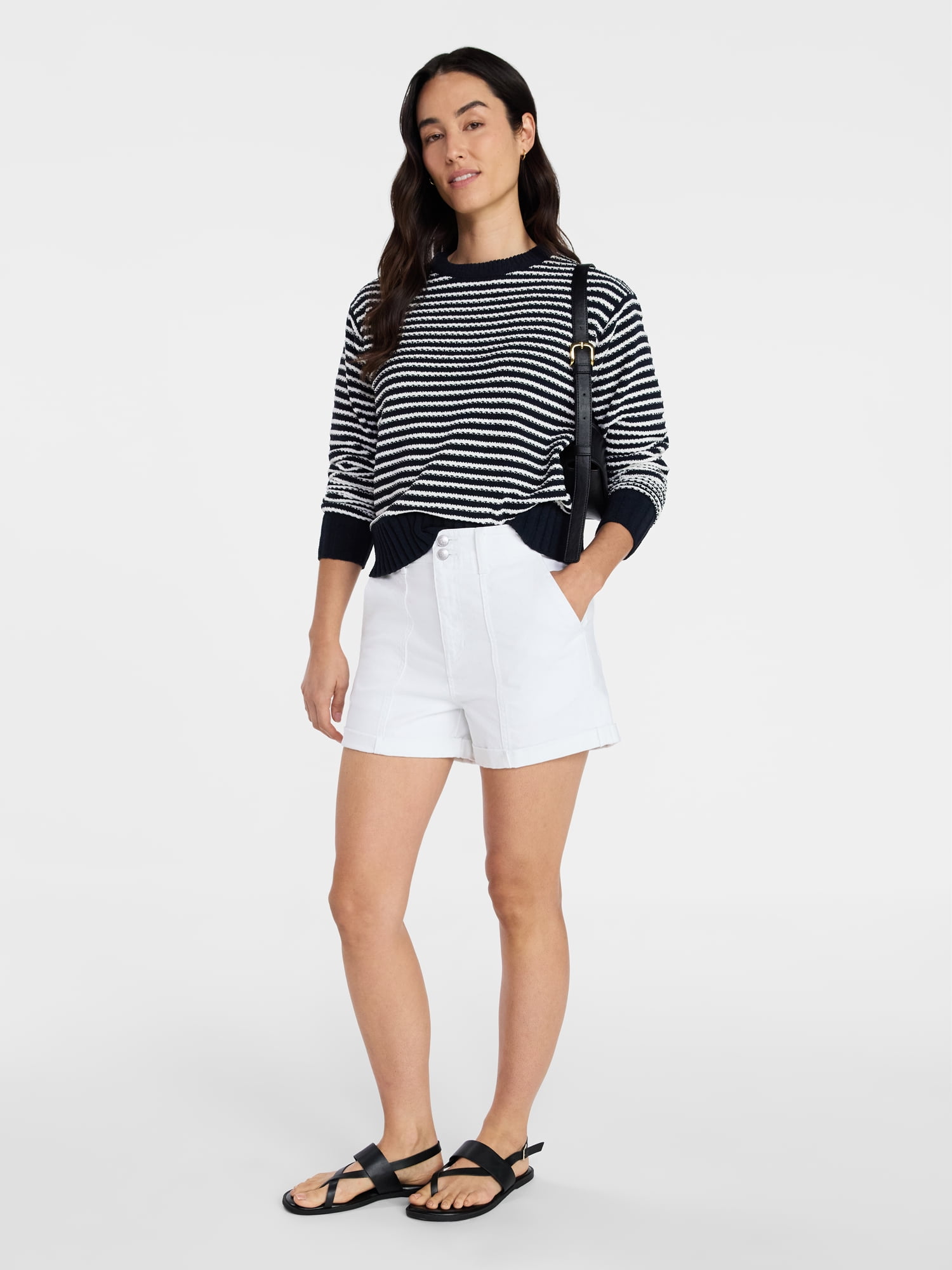 Time and Tru Women's High Rise Utility Shorts, 3.5" Inseam, Sizes 0-22
