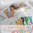 thumbnail image 4 of Cal King 4 Piece Bedding Set Happy Birthday to You Words Soft Breathable Duvet Cover and Pillowcase,Colorful Celebration Ribbon Duvet Cover Set Washable Bed Sheets for Bedroom Dormitory Guest Room, 4 of 9