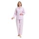 thumbnail image 1 of Apparonia Conjuntos de Pijama para Mujer Ropa de Dormir de Algodón Camisa de Manga Larga con Botones Al Frente y Pantalón Ropa de Dormir Cuello con Solapa Pjs Conjuntos de Descanso Flor Rosa M, 1 of 6