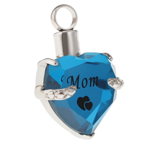 Urna de cremación con forma de corazón de diamantes de imitación azules para cenizas humanas - mamá
