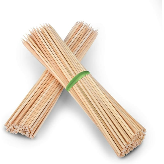 Premium 12 Inch Bamboo Skewers for Kabobs, 4mm Thick Round Wooden BBQ Food Sticks, 100 Counts in 2 Packs