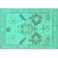 thumbnail image 1 of Ahgly Company Machine Washable Indoor Rectangle Oriental Turquoise Blue Traditional Area Rugs, 6' x 9', 1 of 4