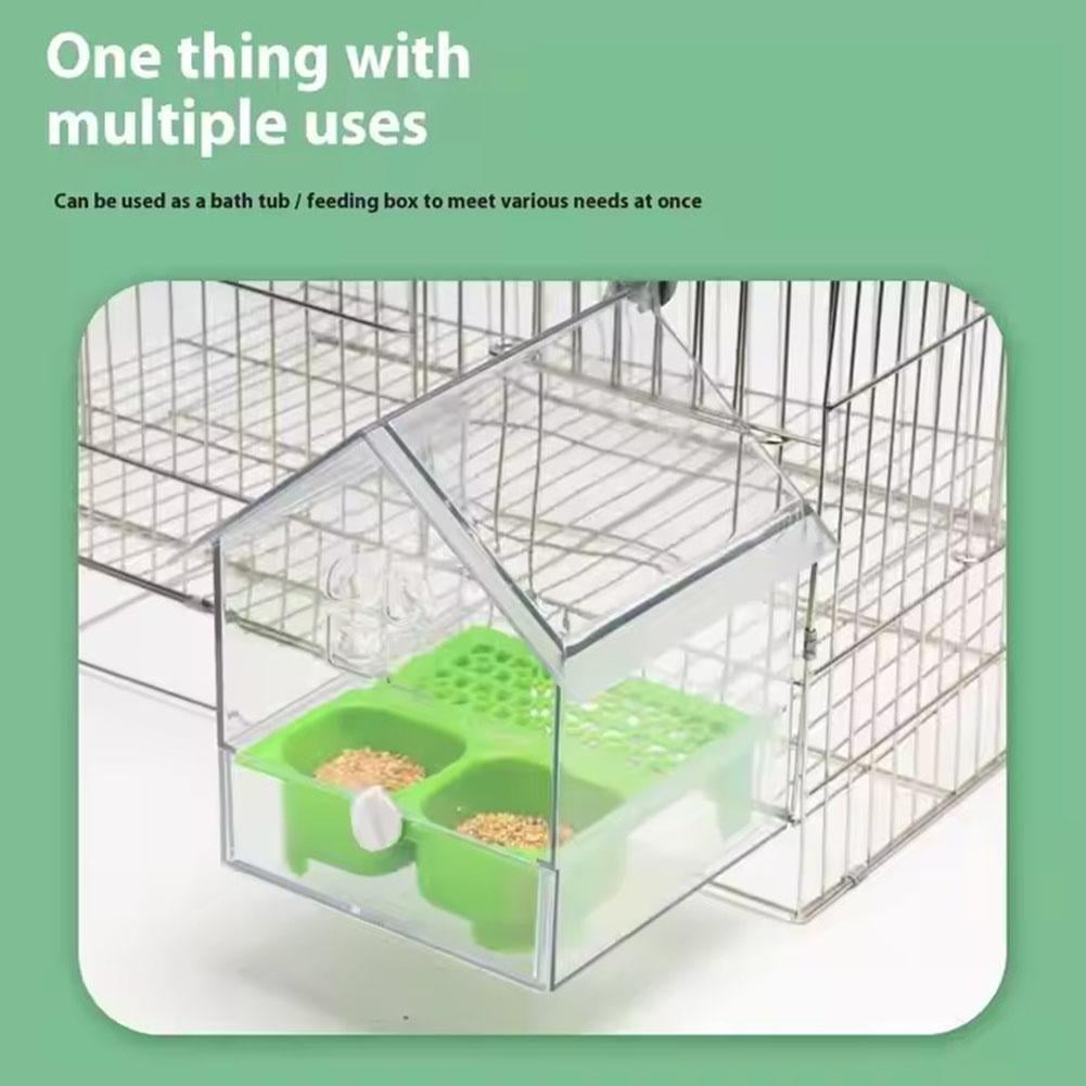 Pull-Out External Parrot Feeder - Dual-Chamber Mess-Free Bird Feeder for Window/Cage