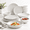 White-Mixed Embossment-Service for 4-16Pcs (Double Bowl), variant on 24-piece Embossed Ceramic Dinnerware Set-8 Dinner Plates 8 Salad 8 Pasta Elegant & Durable Tableware For Large Families Dishwashe