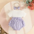 thumbnail image 4 of TAmten Preemie Baby Girl Clothes Ruffled Sleeveless Romper Floral Dreesy Bodysuit Heaedband 2pcs Baby Girl Summer Clothes(Purple,0-3 Months), 4 of 4
