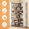 thumbnail image 3 of Ourlova L-Shaped Bookcase, PB Wood Corner Bookshelf, White, 3 of 5