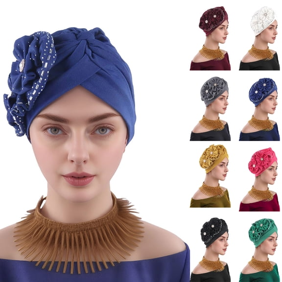 Penkiiy Trendy Women's African Hat with Embroidery - Muslim Headscarf, Boho Hair Cover for Women, Breathable & Fashionable