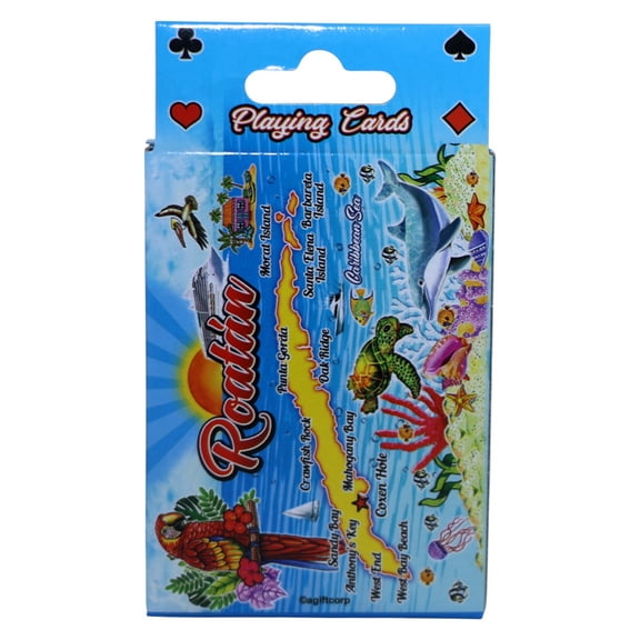 Roatan Honduras Map Collectible Souvenir Playing Cards with Header