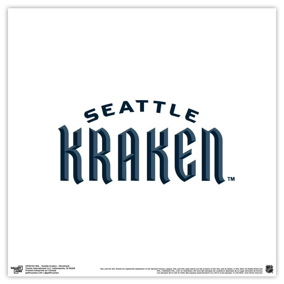 Gallery Pops NHL Seattle Kraken - Wordmark Wall Art, Unframed Version, 12" x 12"