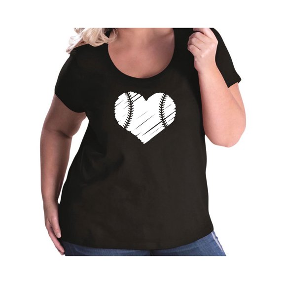 Baseball Heart Womens Plus Size Scoopneck Tee