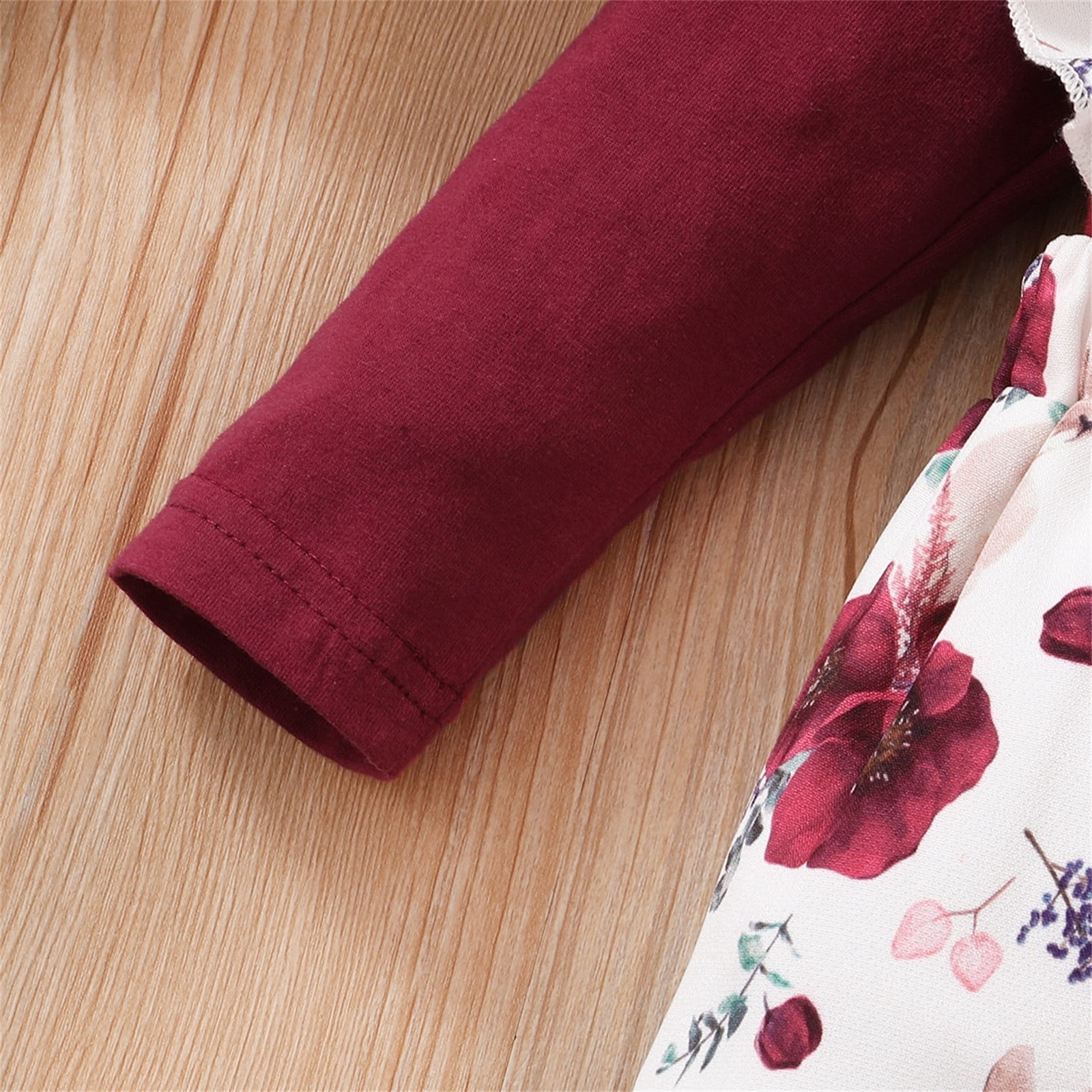 Clothes Set For Toddler Baby Girl Baby Girls Long Ruffled Sleeve Solid Romper Tops Flower Print Suspender Pant With Headbands 3Pcs A Casual Toddler Girl Outfits 6 Months-9 Months
