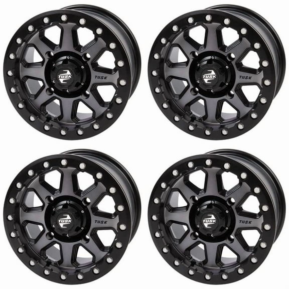 (4 Pack) 4/110 Tusk Uinta Beadlock Wheel 14x7 5.0   2.0 Gunmetal/Black For HONDA TRX 520 4x4 FOREMAN EPS 2022-2024