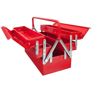 Small Red Heavy Duty Metal Tool Box Steel Storage Organizer Parts Tools 16