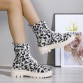 thumbnail image 2 of AnuYalue Boots on Clearance 2025 Women's Lace-Up Combat Boot Thick Bottom Round Toe Leopard Print British Fashion Heel Ankle Boots, 2 of 5