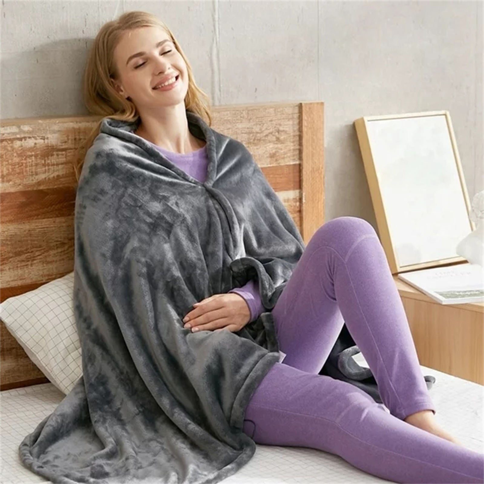 Jierger Electric Blanket Heated Blanket Washable USB Charging Electric Thermal Heating Shawl Insulated Heating Scarf for All Seasons Blankets Plush Throw Blanket for Bedroom Bed Living Room Sofa Couch