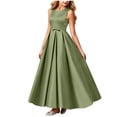 thumbnail image 3 of AHTJRT Bridesmaid Dresses for Girls Satin Soft Bow Tie Front Sleeveless Formal Pageant Ball Gown Party Princess Wedding Guest Dresses Sky Blue#02 11-12 Years, 3 of 7