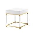thumbnail image 6 of Ebbe White/Gold End Table - High Gloss Finish, Acrylic Legs, Stainless Steel Base, 1 Drawer, 6 of 9