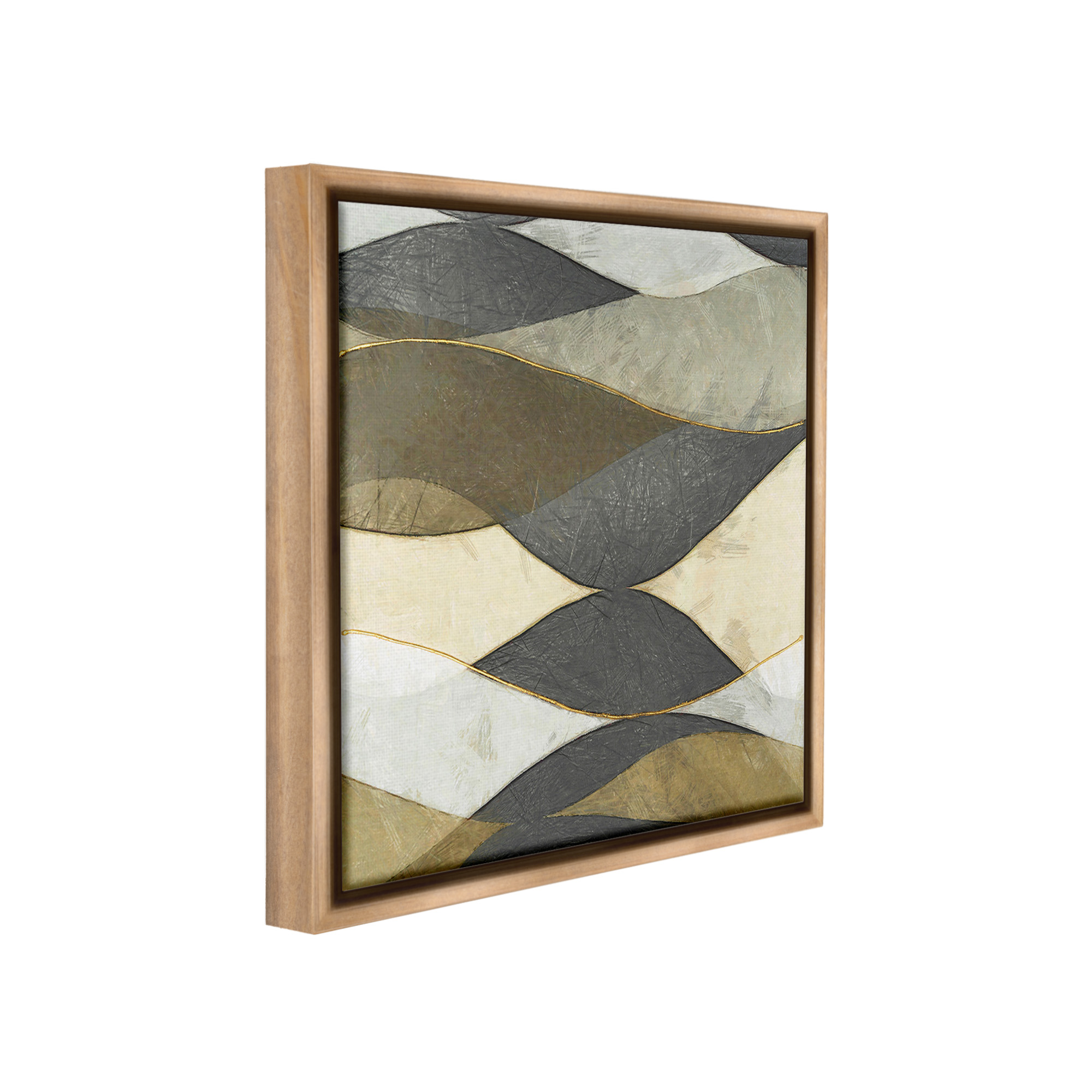 Stupell Industries Geometric Desert Landscape Abstract Painting Brown Floater Framed Canvas Art Print Wall Art, 18 x 18