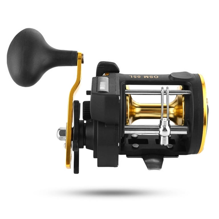 Durable Full Metal Trolling Reel, Line Counter, Alarm Bell, Right Hand Drum Wheel, Size: 6.8, Black