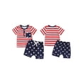 thumbnail image 2 of Lairauiy 0-3T Baby Boy Independence Day Set, Striped Round Neck Short Sleeve Tops Elastic Waist Star Print Shorts Toddler 4th of July Outfits, 2 of 9