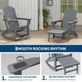 thumbnail image 5 of 4-in-1 Adirondack Rocking Chair, HDPE All Weather Outdoor Adirondacks Rocking Chair with Retractable Ottoman ＆ 2 Cup Holders, Multifunctional Patio Chair for Porch, Backyard, Pool, 5 of 8
