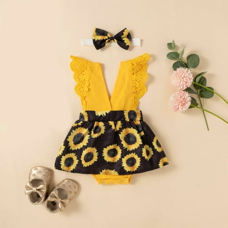 

Toddler Girl Romper Deals Kid Toddler Summer Clothes Toddler Baby Girls Outfits V-neck Clothes Cute Flowers Romper Short Skirt Suit Baby Toddler Jumpsuit Summer Savings Clearance