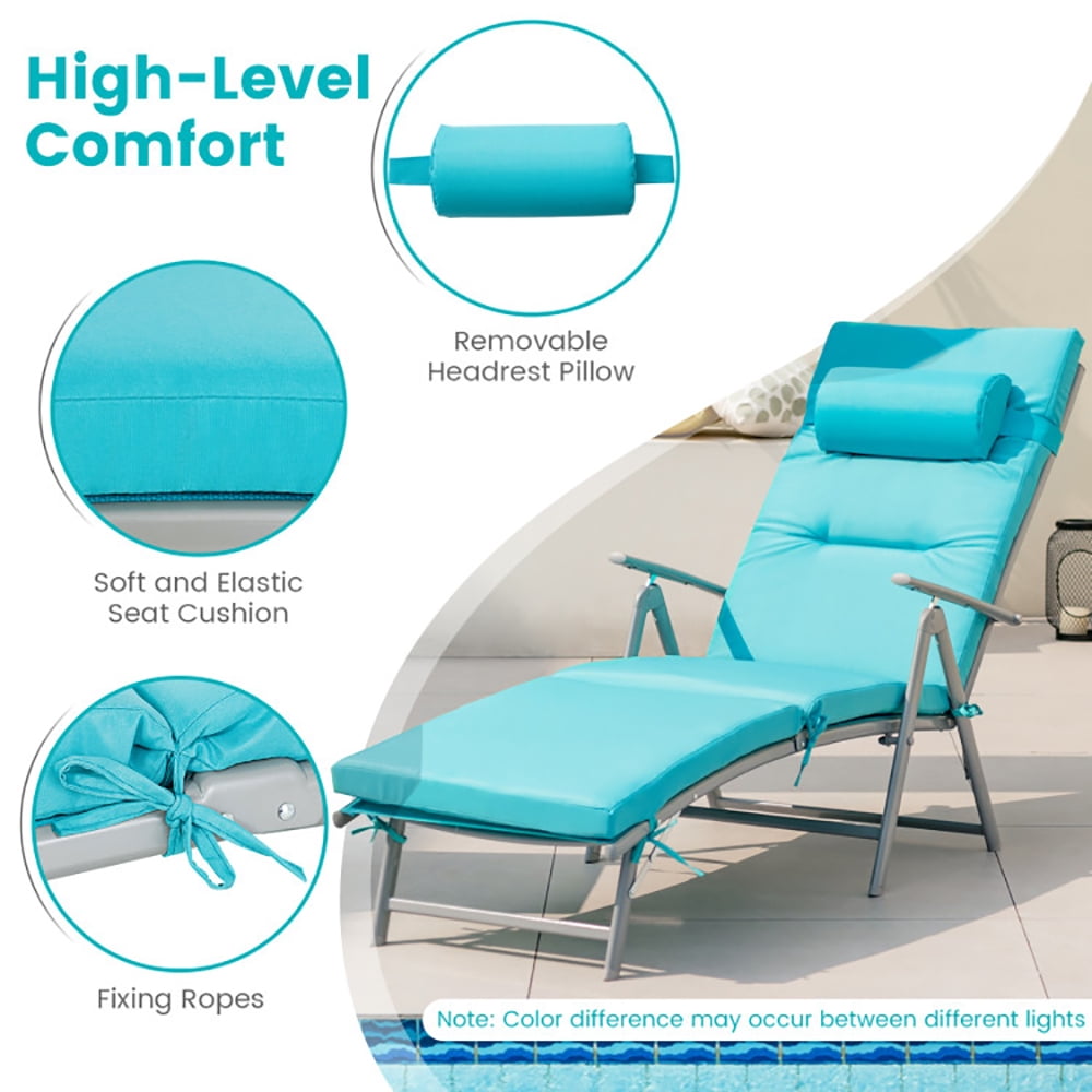 Aimee Lii Folding Chaise Lounge Chair Outdoor Reclining Chair for Backyard, Patio Loungers, Tuiquoise