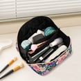 thumbnail image 2 of FORMRS Makeup Bag Travel Cosmetic Organizer for Women Fold Flat Zipper Pouch with Handle, Vibrant Pink Floral Pattern, 2 of 8