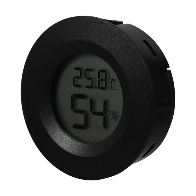 SHISUYAN LCD Round Shape Mini Humidity Temperature Meter Hygrometer Room Indoor Thermometer(Black)