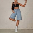 thumbnail image 4 of ZHANGDER Girls Jean Shorts Baggy Wide Leg Cute Retro Washed Denim Shorts for Teen Girl Trendy Y2K Distressed Streetwear, Blue 14 Years, 4 of 8