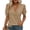 Brown, variant on Womens Summer Tops Solid Color Casual Patchwork V Neck Short Sleeve Loose Puff Sleeve Dressy Blouse