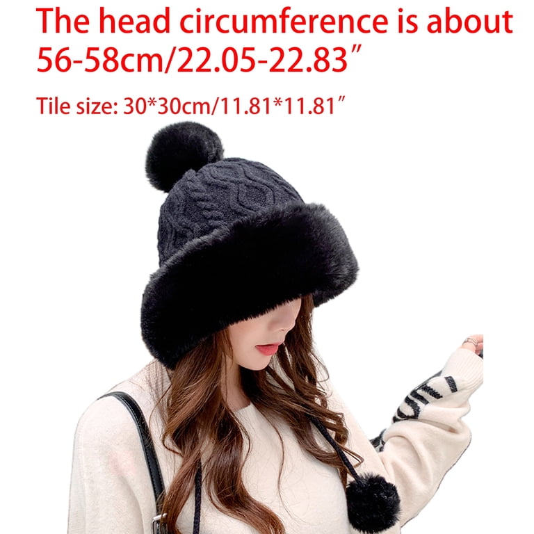 Women\'s Fur Hat with Pompom Winter Knit Beanie Russian Ushanka Trapper Ear Cover PENINSULA LOVE Women Peruvian Trapper Hat Faux Fur Ushanka  main image 4