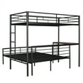 thumbnail image 4 of Twin Over Full Metal Bunk Bed with Desk, L Shaped Bunk Bed with Ladder and Quality Slats for Bedroom- Black, 4 of 7