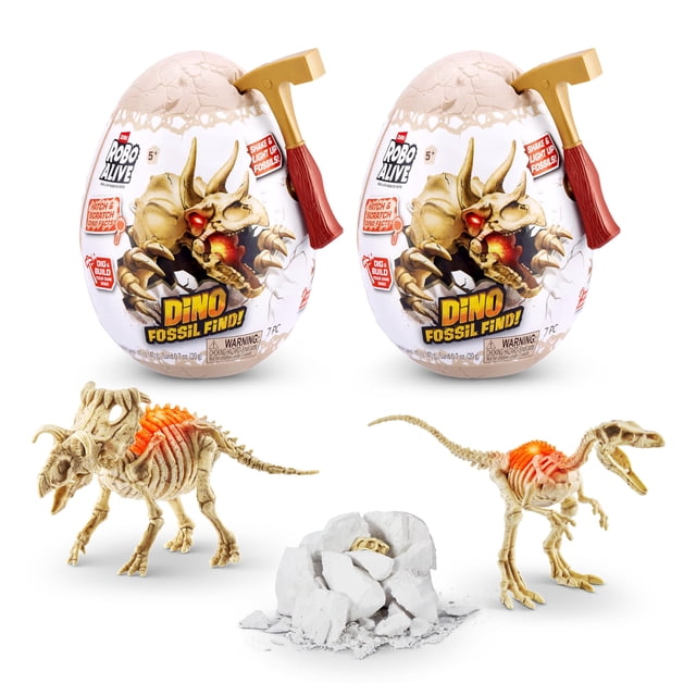 Robo Alive Mini Dino Fossil Find (paquete de 2, Troodon y Kosmoceratops) por ZURU Boys 5+ Dig and Discover, STEM, excavar fósiles prehistóricos, juguetes educativos, gran kit de ciencia regalo para ni