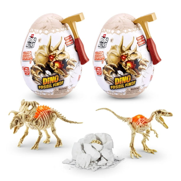 Robo Alive Mini Dino Fossil Find (paquete de 2, Troodon y Kosmoceratops) por ZURU Boys 5+ Dig and Discover, STEM, excavar fósiles prehistóricos, juguetes educativos, gran kit de ciencia regalo para ni