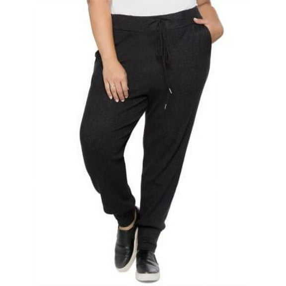 MSRP $69 Tape Trendy Plus Size Ribbed Jogger Pants Charcoal Size X