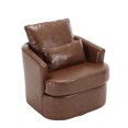thumbnail image 3 of MAYEERTY Swivel Barrel Chair, Comfy Round Accent Sofa Chair for Living Room, 360 Degree Swivel Barrel Club Chair, Leisure Arm Chair for Nursery, Hotel, Bedroom, Office, Lounge (Brown PU), 3 of 24