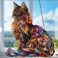 thumbnail image 2 of Sylvtty Cat Stained Art Ornament Acrylic Window Hanging Sun Catcher Colorful Cat Panel Wall Hanging Art Decor for Cat Lovers, 2 of 7