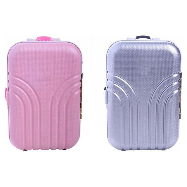 Valise de Voyage en Plastique pour Poupée Filles Tout-Petits Petite Valise de Voyage Réutilisable Couleur Unie Simulation Roue Pivotante Jouet Accessoires Argent