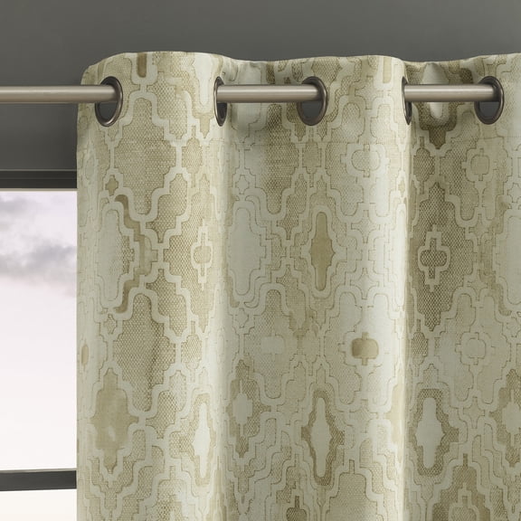 Sun Zero Sonora 2-pack Snakeskin Trellis 100% Blackout Grommet Curtain Panel Pair, 40"W x 84"L, Taupe