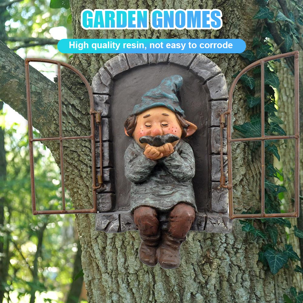 Garden Accent Gnome wall fence shed tree hanger NEW colored polyresin green