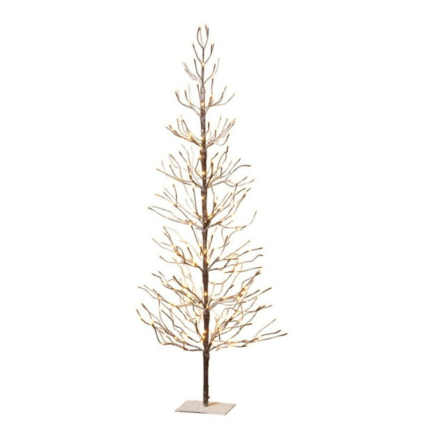 Gerson International Prelit Snowy Brown Twig Christmas Tree Walmart