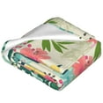 thumbnail image 2 of Salouo Tropical Flowers Print Bed Blankets,Flannel Blanket Comfortable Air Conditioning Blanket Lightweight Blanket for Sofa Bed Travel & Couch -40"x30", 2 of 8