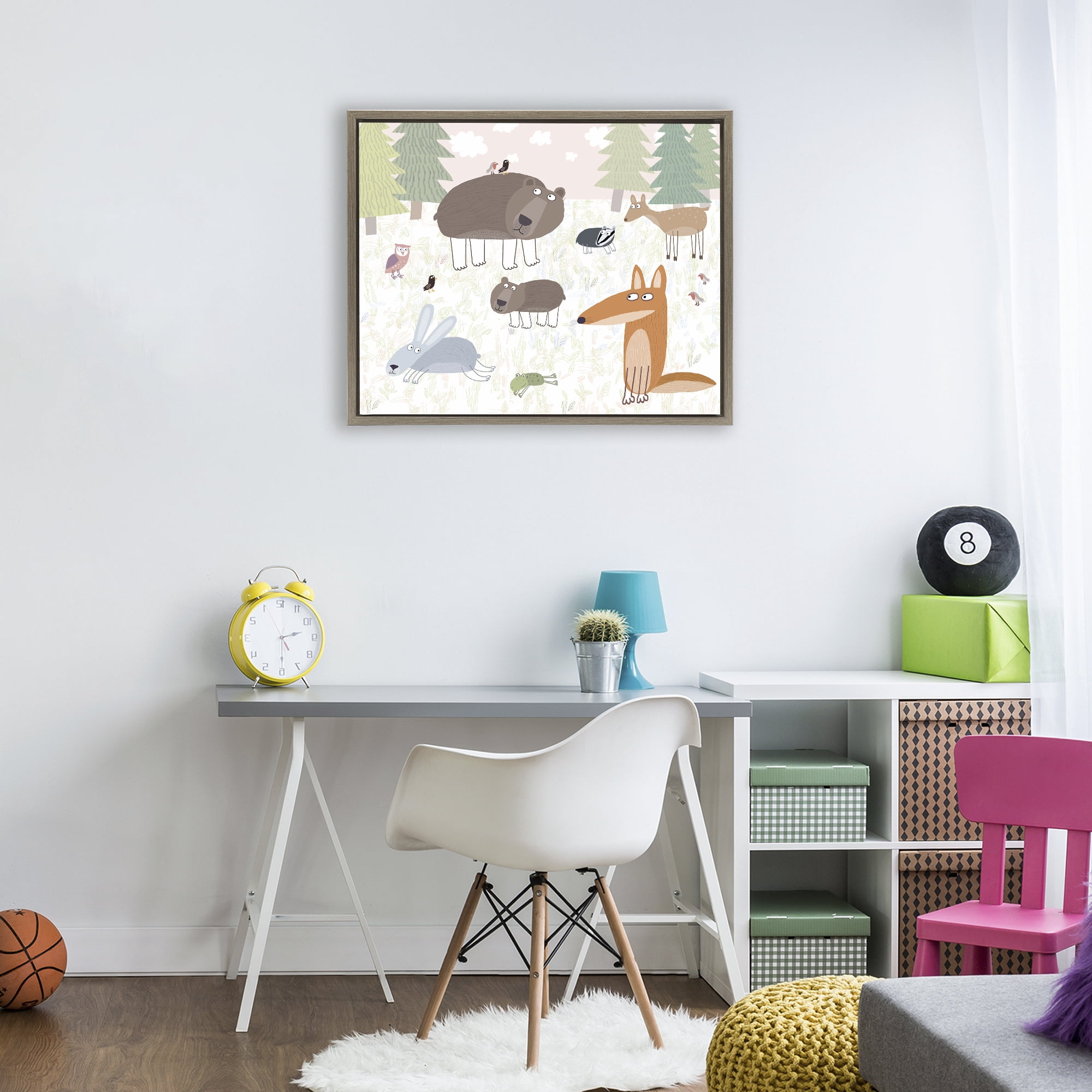 Stupell Industries Forest Animals Out and About Brown Framed Floater Canvas Wall Art, design by Carla Daly