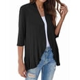thumbnail image 3 of Women'S Open Front Cardigan 3/4 Sleeve Draped Soft Knit Sweaters Black M, 3 of 7
